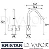 Bristan Cashew Easyfit Sink Mixer Kitchen Tap Dimensions